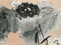 S004 夏雨墨---夕陽下的墨團 69x136cm 水墨 2005（高雄市文化局收藏）